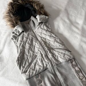 Vintage Bebe Light Gray Vest with Faux Fur Accents